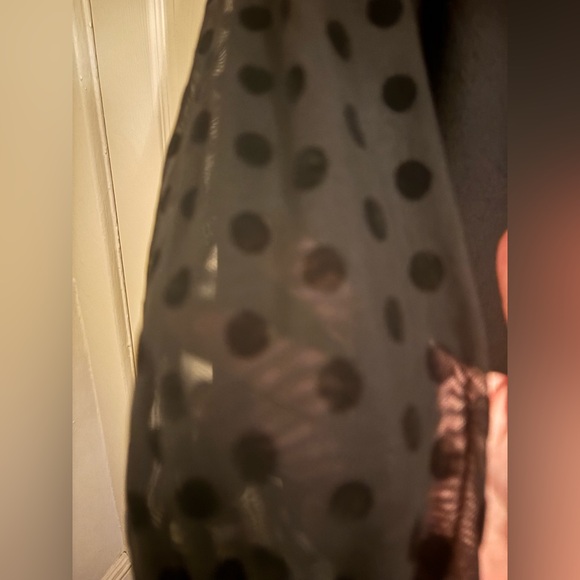 89th + Madison Black Top with Sheer Polka Dot Sleeves - Size 2X - Picture 4 of 4